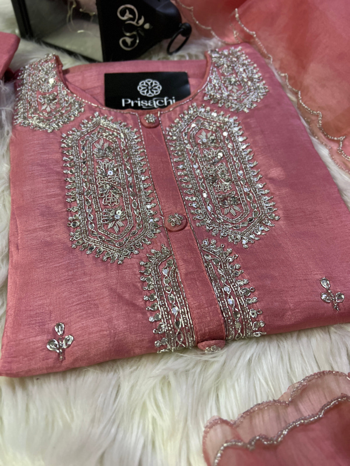 Designer Embroidered Ethnic kurta set with dupatta and pants for women