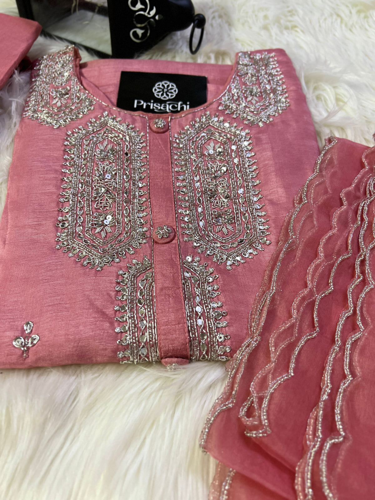 Designer Embroidered Ethnic kurta set with dupatta and pants for women