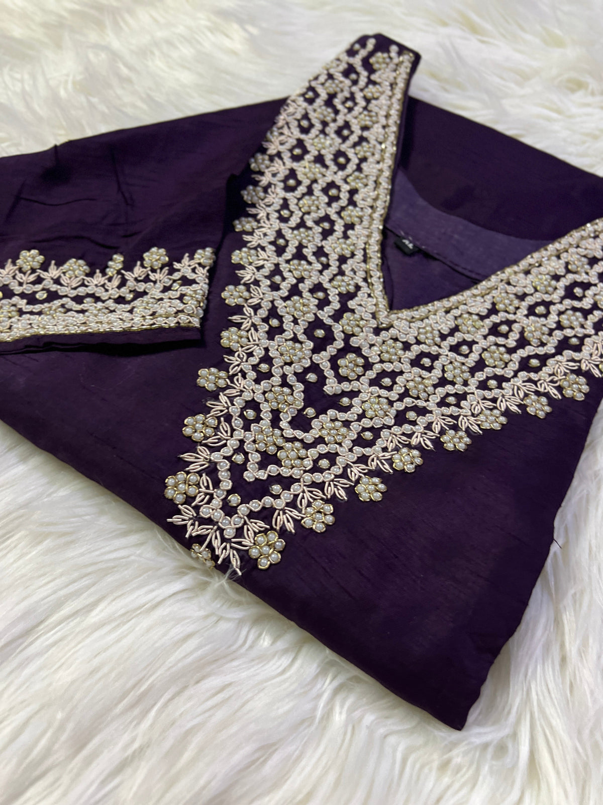 Purple neck embroidered kurta set with dupatta