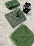 Maslin Designer Embroidery with Zardosi Green