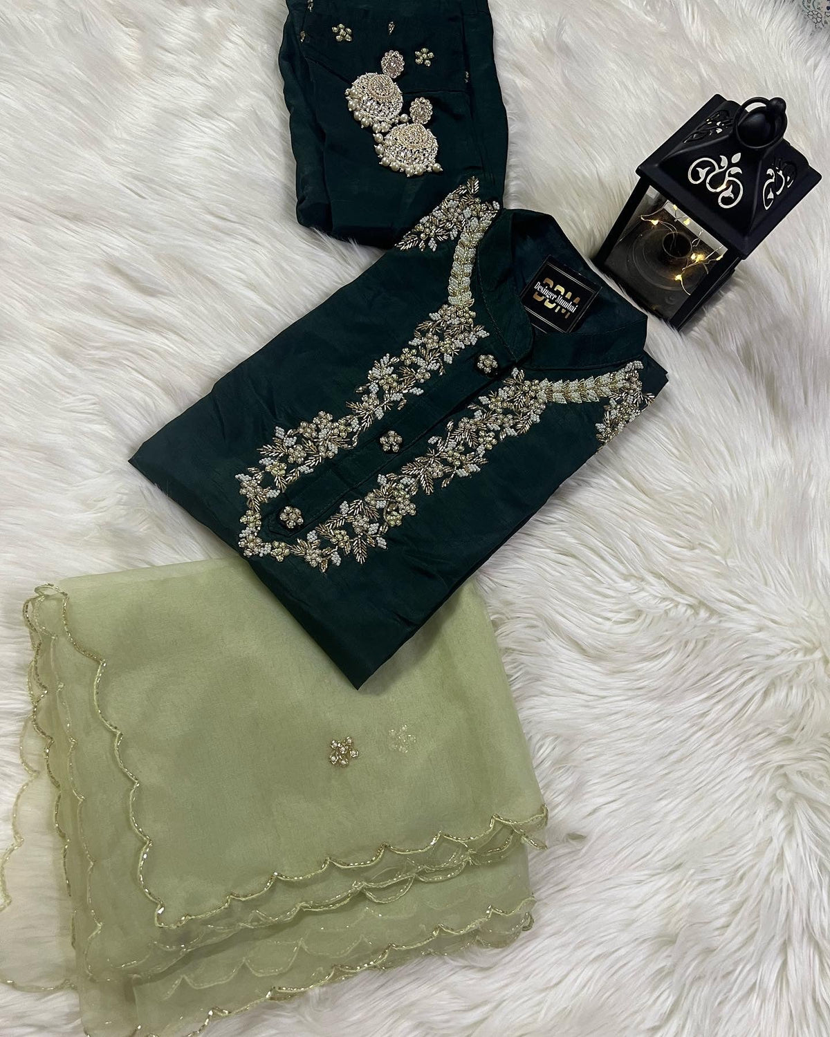 Designer Embroidered Ethnic kurta set with dupatta and pants