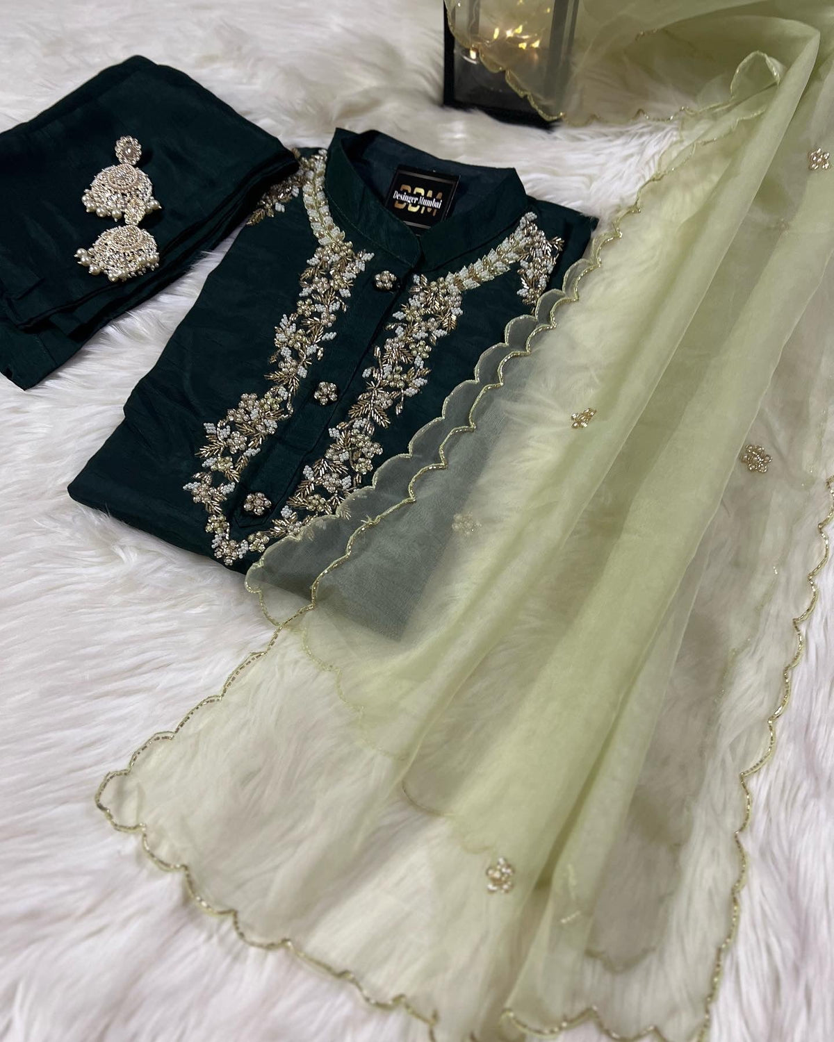 Designer Musline Kurti Pant with Organza Dupttaa set