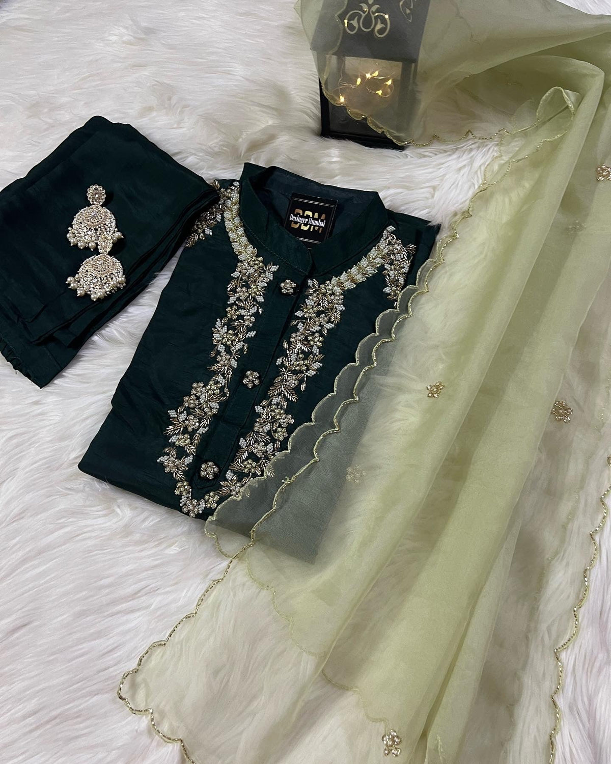 Designer Musline Kurti Pant with Organza Dupttaa set
