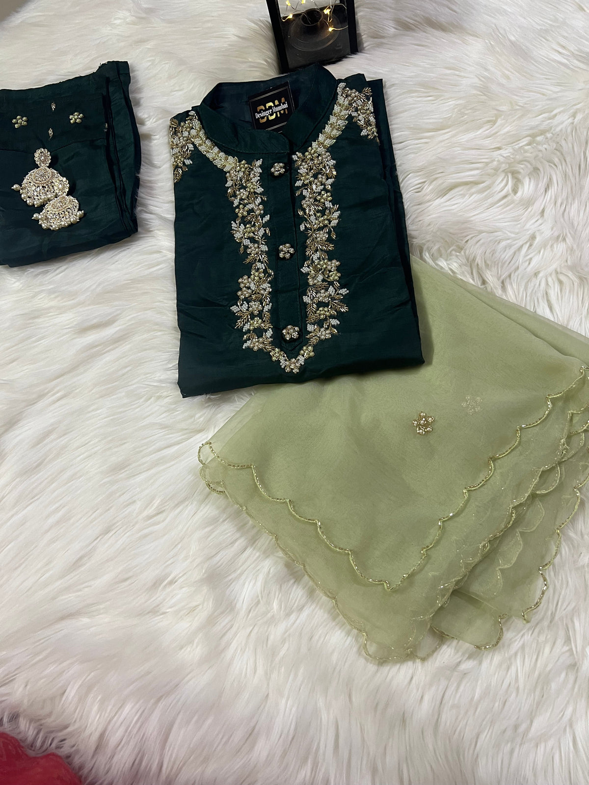 Designer Musline Kurti Pant with Organza Dupttaa set