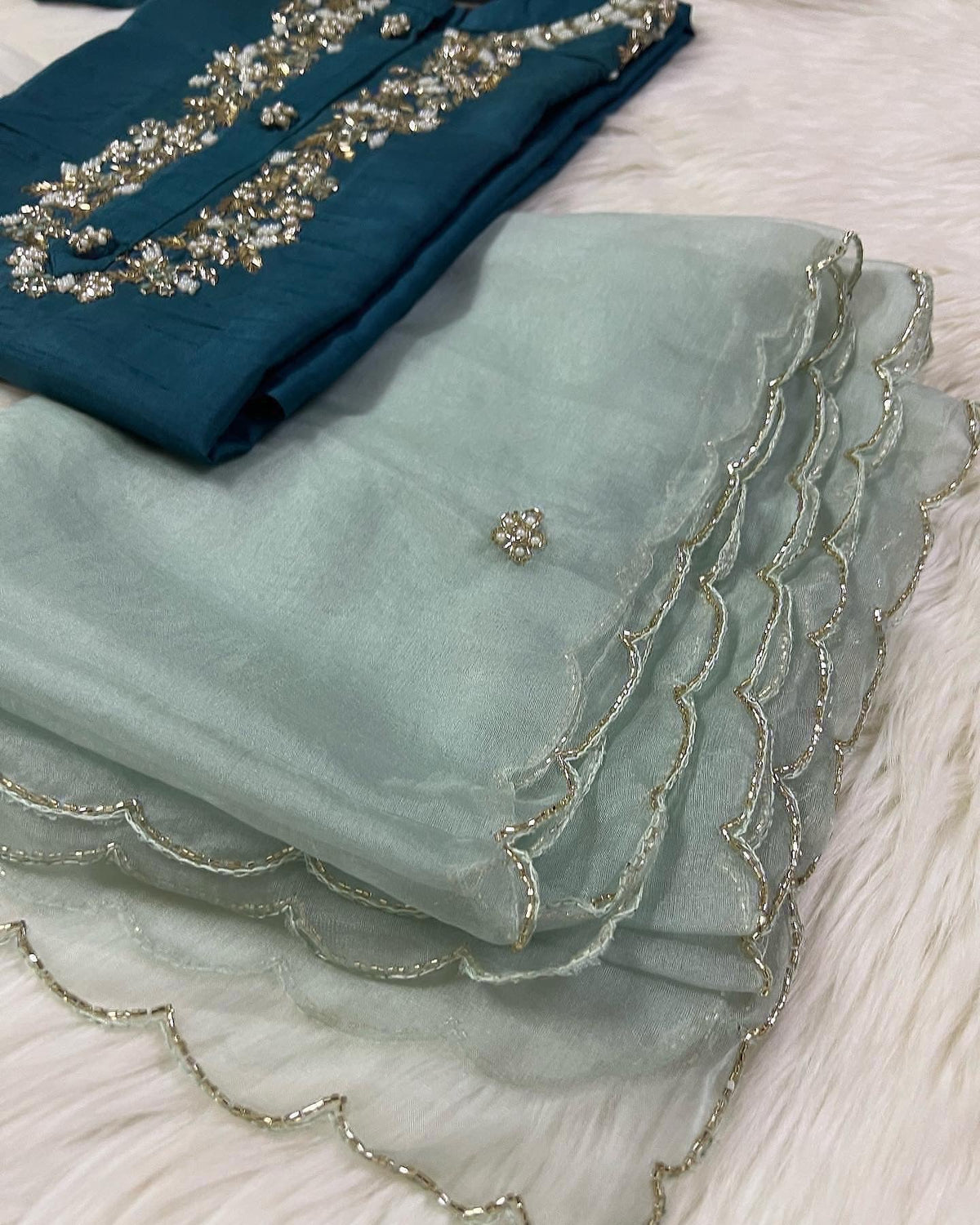 Maslin Designer Embroidery with Zardosi Kurti set with dupttaa