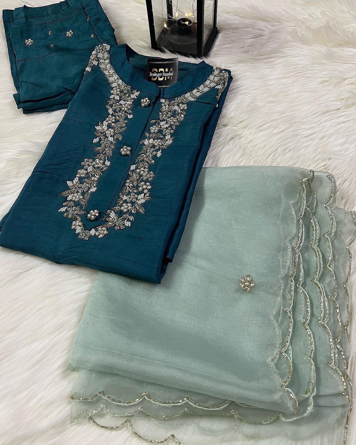 Designer Embroidered Ethnic kurta set with dupatta and pants