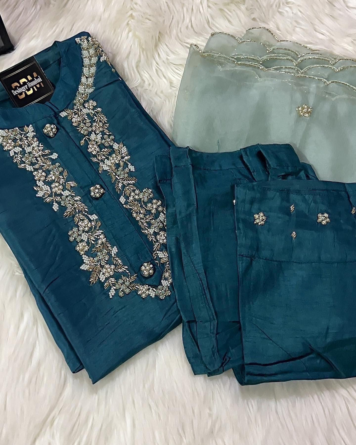 Maslin Designer Embroidery with Zardosi Kurti set with dupttaa