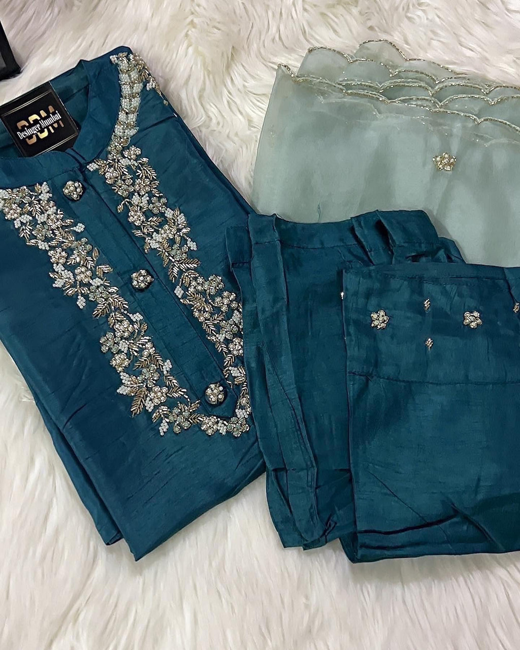 Designer Embroidered Ethnic kurta set with dupatta and pants